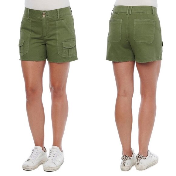 Democracy Women's NWT Green Ableisure High Rise Cut Off Cargo Shorts Plus Sz 24W - Picture 1 of 10